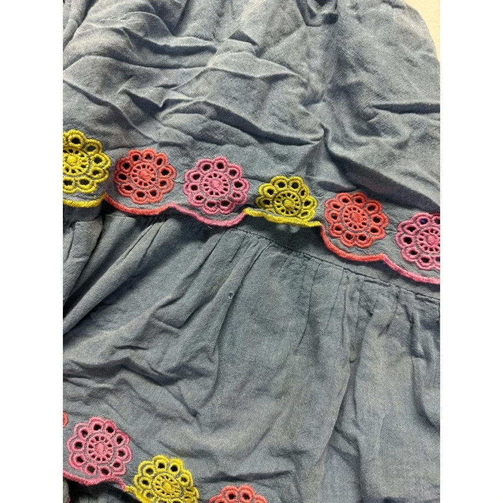 Old Navy Tiered Dress Girls‎ XL (14-16) Blue Eyelet Trim Square Neck Relaxed Fit